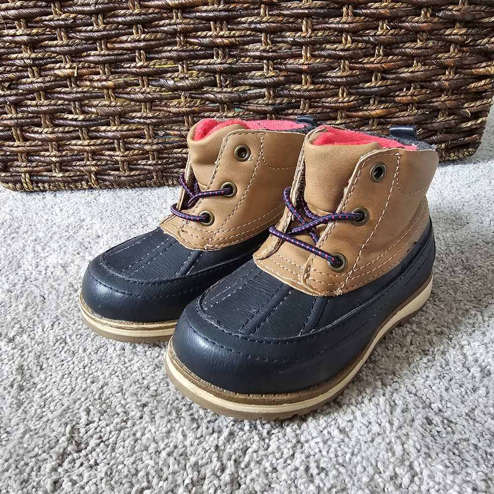 Tan and Black Duck Boots with Rubber Shell